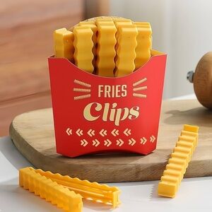 French Fries Bag Clips Set of 12 with Durable Plastic Holder Magnetic back New